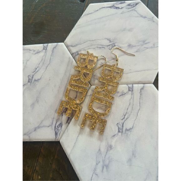 Boutique Women's Bride Drop Earrings Gold Shimmer - Picture 5 of 5